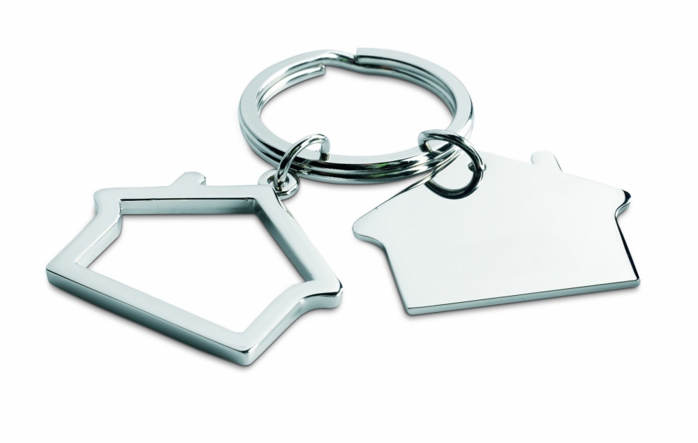 Logo trade advertising product photo of: Metal key ring house shape Jyvaskyla