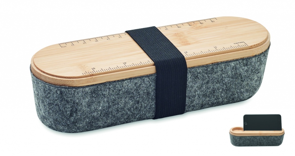 Logo trade promotional items image of: RPET felt pencil case with lid