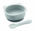 Silicone spoon, bowl baby set, Grey