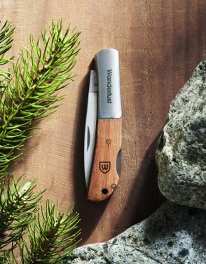 Logo trade promotional gifts picture of: Foldable knife in acacia wood