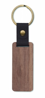 Logo trade promotional gifts picture of: Key ring in walnut and PU Kokkola