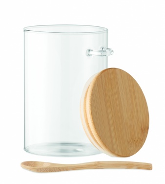 Logo trade promotional merchandise photo of: Glass jar with spoon 600 ml