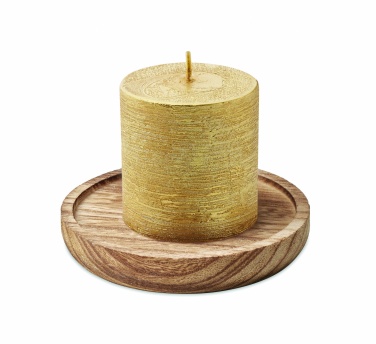 Logo trade promotional gift photo of: Candle on round wooden base