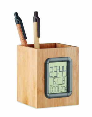 Logotrade promotional product picture of: Bamboo pen holder and LCD clock