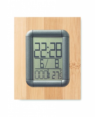 Logotrade promotional merchandise image of: Bamboo pen holder and LCD clock