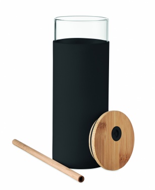 Logo trade business gift photo of: Glass tumbler 450ml bamboo lid