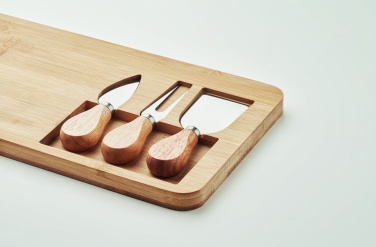 Logo trade promotional gift photo of: Bamboo Cheese board set Leipzig