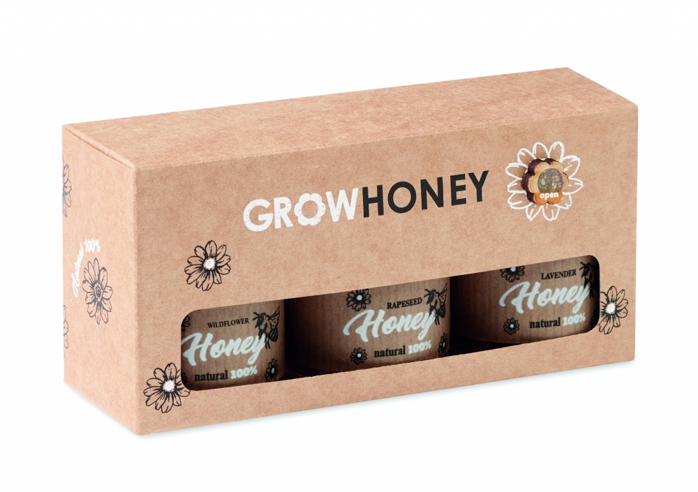 Logo trade business gift photo of: Set of 3 wildflower honey