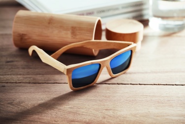 Logo trade promotional product photo of: Sunglasses and case in bamboo KEILA