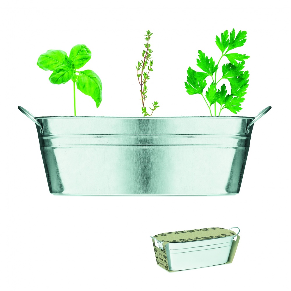 Logotrade promotional gift picture of: Zinc tub with 3 herbs seeds