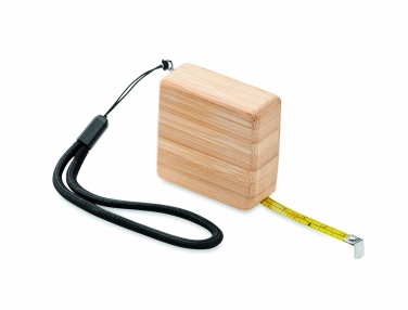 Logo trade promotional merchandise picture of: Measuring tape in bamboo 1m