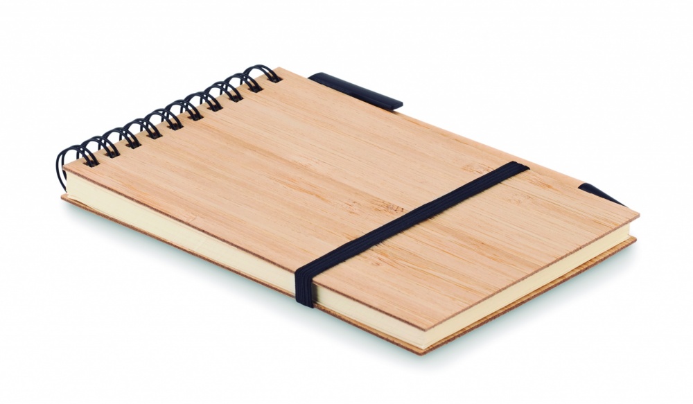 Logo trade promotional merchandise picture of: A6 bamboo notepad with pen SONORABAM