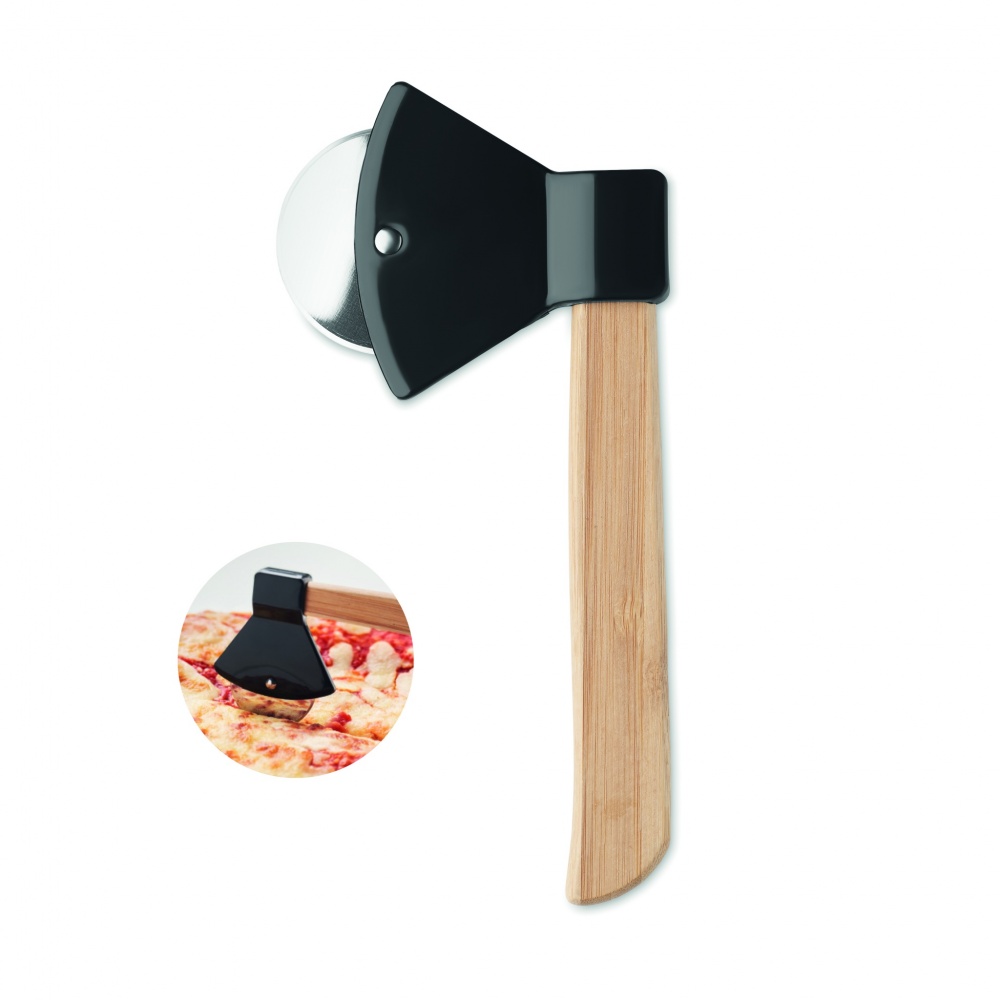 Logo trade business gifts image of: Pizza cutter bamboo handle