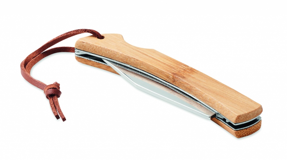 Logo trade promotional item photo of: Foldable knife in bamboo