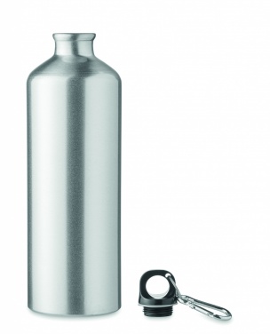 Logo trade promotional giveaways picture of: 1000 ml single-walled aluminum water bottle with a carabiner