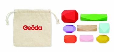 Logo trade promotional products picture of: 8 stacking wood rocks in pouch