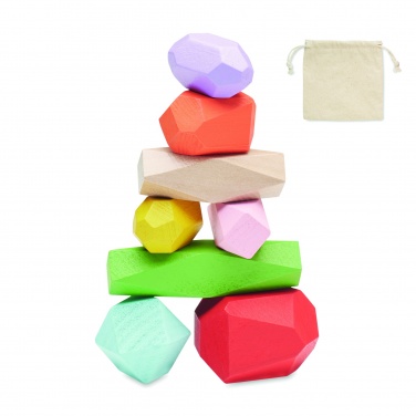 Logo trade promotional products image of: 8 stacking wood rocks in pouch