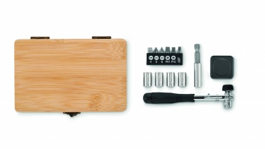 Logo trade advertising products image of: 13 piece tool set, bamboo case