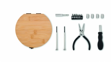 Logo trade promotional merchandise image of: 15 piece tool set bamboo case