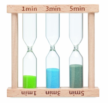 Logo trade advertising products picture of: Set of 3 wooden sand timer