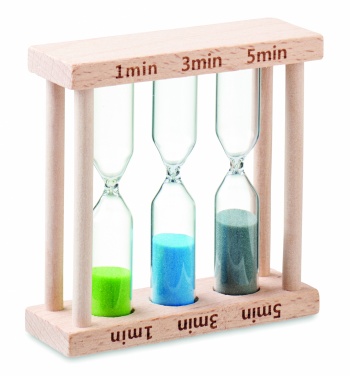 Logo trade promotional items image of: Set of 3 wooden sand timer