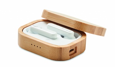 Logo trade promotional merchandise photo of: TWS earbuds in bamboo case