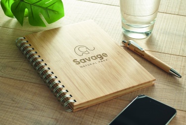 Logo trade advertising products picture of: A5 ring bound Bamboo notebook