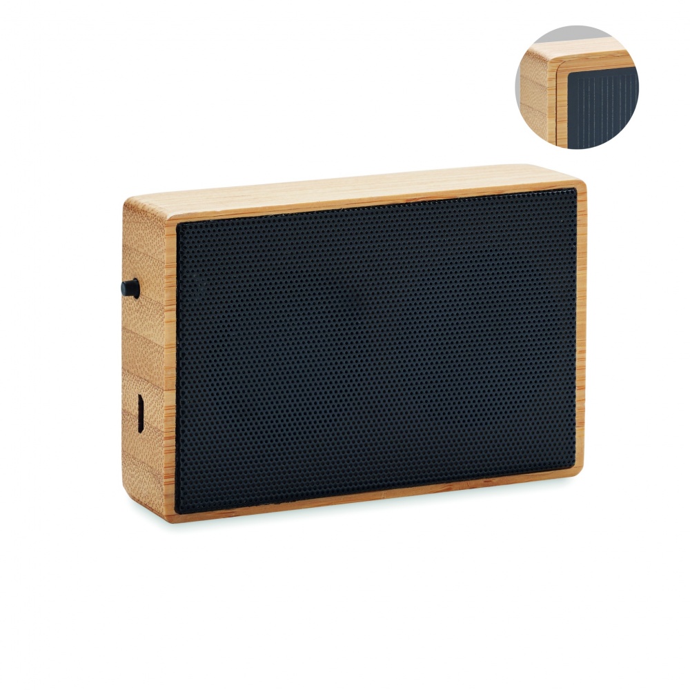 Logotrade advertising products photo of: Solar bamboo wireless speaker
