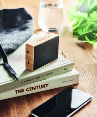 Logotrade promotional gift image of: Solar bamboo wireless speaker