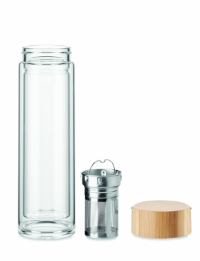 Logo trade promotional gift photo of: Double wall glass bottle 400ml Berlin
