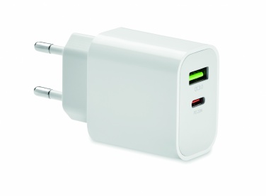 Logo trade corporate gift photo of: 18W 2 port USB charger EU plug