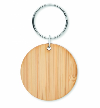 Logo trade advertising product photo of: Round bamboo key ring Pieksämäki