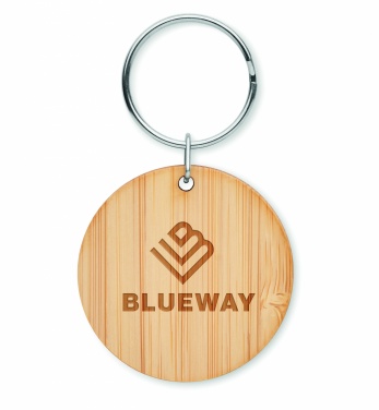 Logo trade advertising products picture of: Round bamboo key ring Pieksämäki