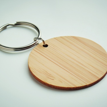 Logotrade promotional merchandise image of: Round bamboo key ring Pieksämäki