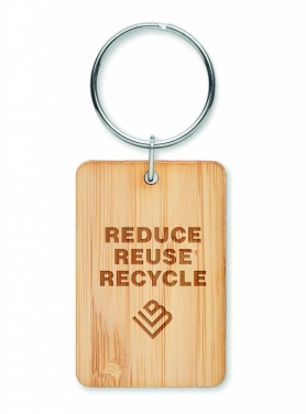 Logotrade advertising product image of: Rectangular bamboo key ring Riihimäki