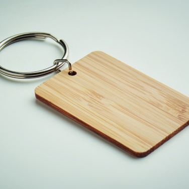Logotrade promotional giveaway picture of: Rectangular bamboo key ring Riihimäki
