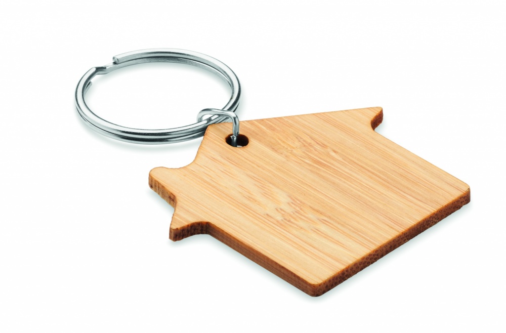 Logotrade corporate gift picture of: House shaped bamboo key ring Järvenpää