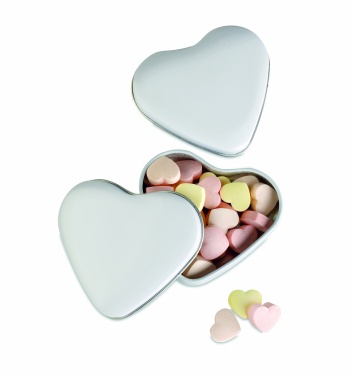 Logo trade corporate gifts image of: Heart tin box with candies