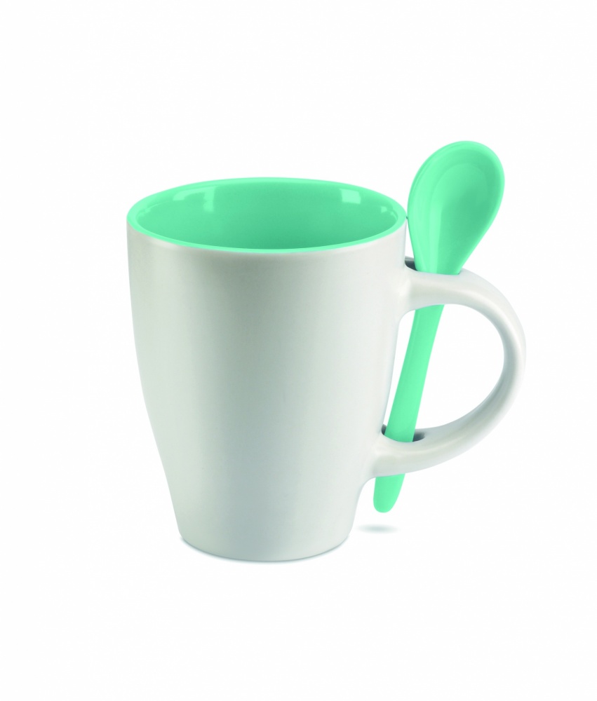 Logo trade promotional products picture of: Bicolour mug with spoon 250 ml