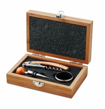 Logo trade promotional products image of: Wine set in bamboo box