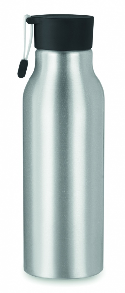 Logo trade promotional giveaways picture of: Single-walled 500 ml aluminum bottle with a PP cap and a silicone strap