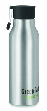 Logo trade promotional gift photo of: Single-walled 500 ml aluminum bottle with a PP cap and a silicone strap