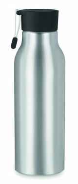 Logo trade promotional gift photo of: Single-walled 500 ml aluminum bottle with a PP cap and a silicone strap