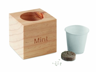 Logotrade promotional merchandise image of: Herb pot wood "MINT"