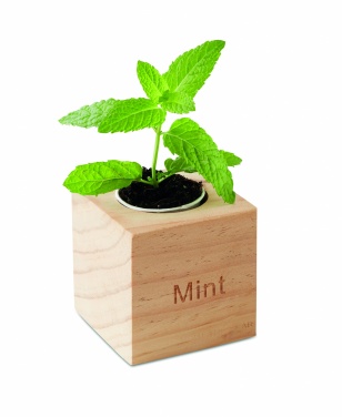 Logotrade promotional gifts photo of: Herb pot wood "MINT"