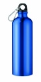 Single-walled 750 ml aluminum bottle with a carabiner and customizable printing, Blue