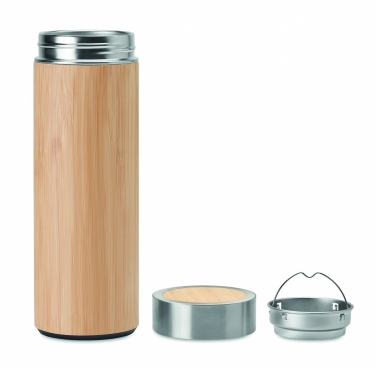 Logo trade advertising products image of: Double wall bamboo flask 400ml