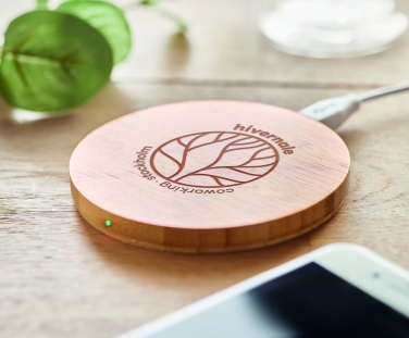 Logotrade promotional giveaway picture of: Wireless charger bamboo 5W