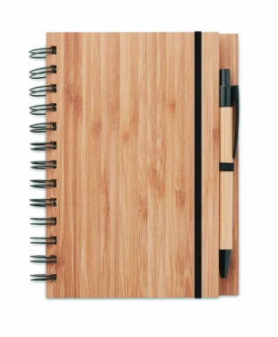 Logo trade promotional gifts image of: Bamboo notebook with pen lined BAMBLOC