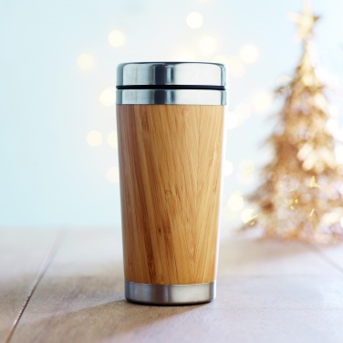 Logotrade advertising product picture of: Double wall bamboo flask 430ml